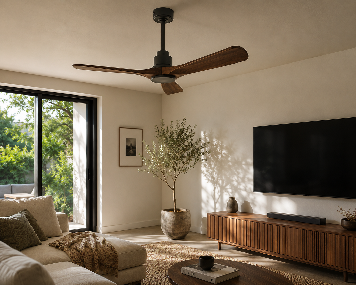 ventilateur de plafond en bois